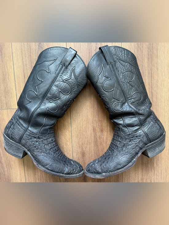 Cowtown Vintage Black Hornback Caiman Alligator Boots Men’s 9D Made In USA main image 5